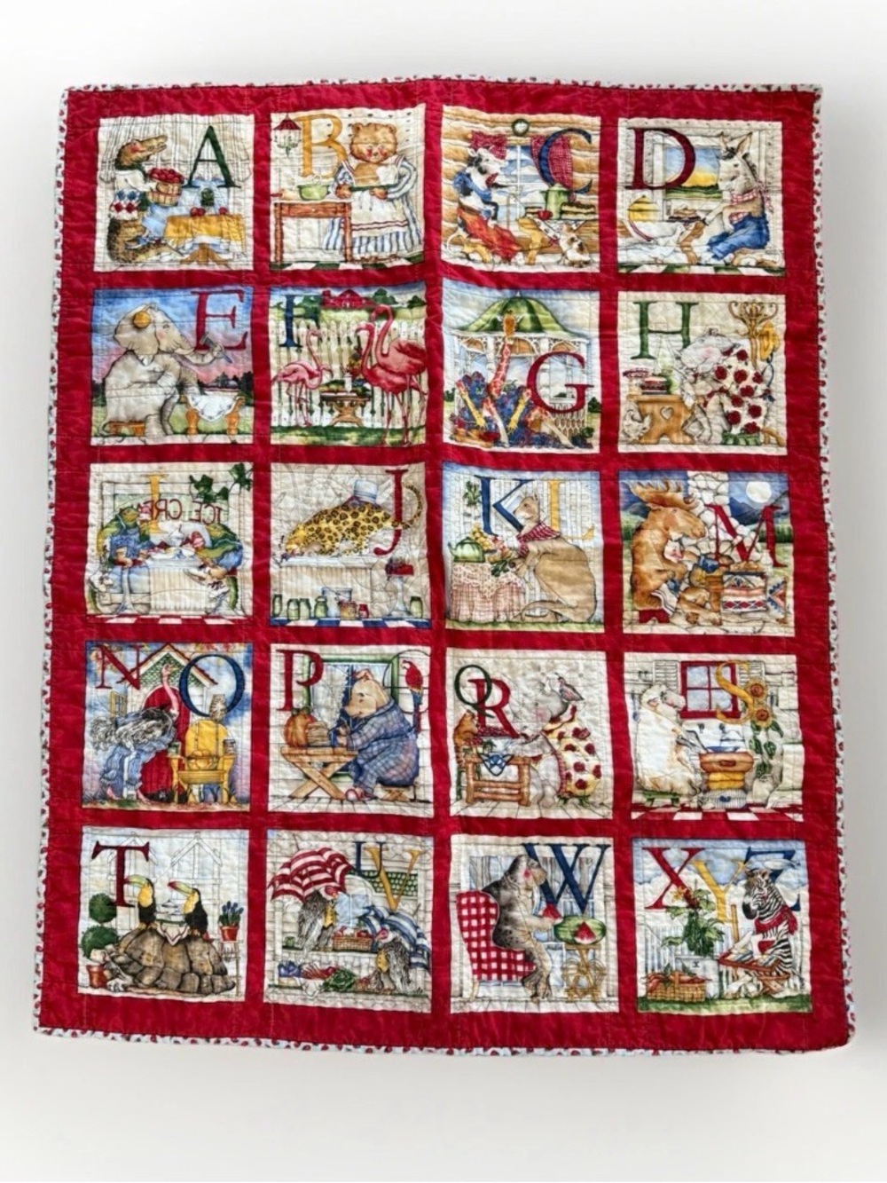 Super Cute Handmade ABCs Patchwork & Appliqué Baby Quilt 32 X 40''